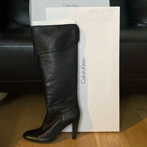 Calvin Klein Tall Boot Genuine Leather black sz 7